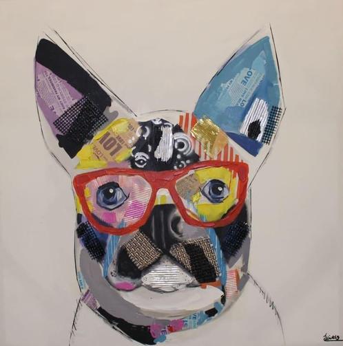 Olieverf schilderij Bulldog Y5821C, Huis en Inrichting, Woonaccessoires | Overige, Nieuw, Ophalen of Verzenden