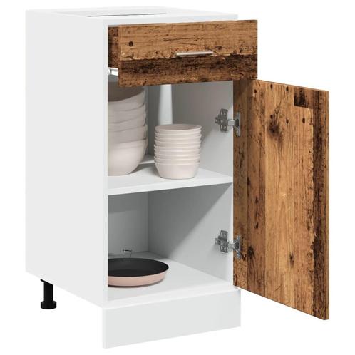 vidaXL Onderkast met lade Lyon 40x46x81,5 cm bewerkt hout, Huis en Inrichting, Keuken | Keukenelementen, Bruin, Nieuw, Verzenden