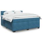 vidaXL Boxspring met matras fluweel blauw 180x200 cm, Eenpersoons, Nieuw, 80 cm, 200 cm