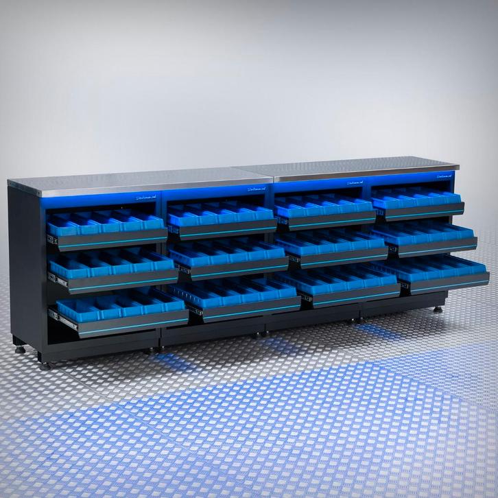 Datona Werkbank PREMIUM RVS werkblad met opbergbakken – 272, Doe-het-zelf en Verbouw, Werkbanken, Nieuw, Ophalen of Verzenden