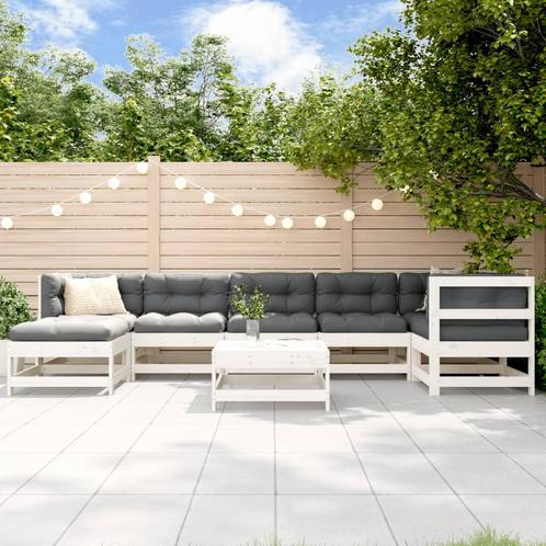 vidaXL 8-delige Loungeset massief grenenhout wit, Tuin en Terras, Tuinsets en Loungesets, Loungeset, Nieuw, 8 zitplaatsen, Verzenden