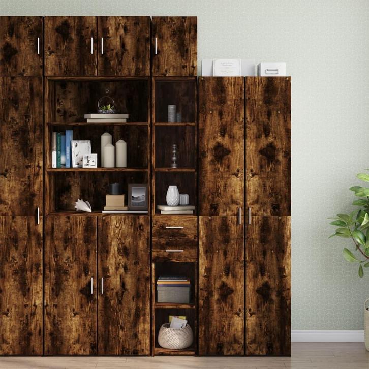vidaXL Opbergkast smal 30x42,5x225 cm bewerkt hout gerookt, Huis en Inrichting, Kasten | Buffetkasten, 25 tot 50 cm, Nieuw, Overige houtsoorten