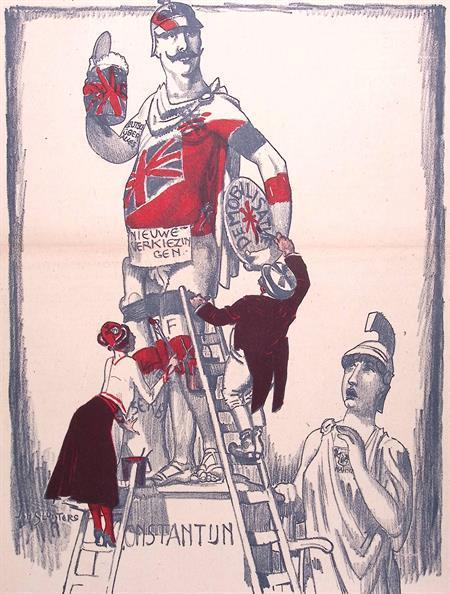 Spotprent over politiek in Griekenland tijdens Eerste Wer..., Antiek en Kunst, Kunst | Litho's en Zeefdrukken, Verzenden