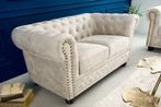 Chesterfield 2-zits bank 150cm fluweel champagne 2-zits met, Huis en Inrichting, Ophalen of Verzenden, Nieuw