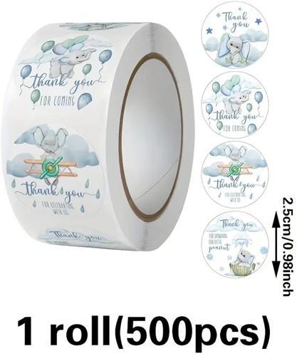 Sluitstickers baby blauw groen grijs olifantje rond etiket, Hobby en Vrije tijd, Knutselen, Nieuw, Ophalen of Verzenden