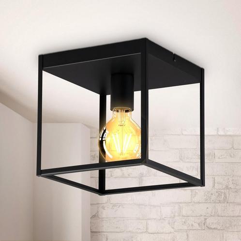 Industriële plafondlamp zwart | Incl. dimbare E27 lamp, Huis en Inrichting, Lampen | Plafondlampen, Nieuw, Metaal, Ophalen of Verzenden