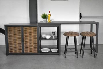 Marousi Aluminium Barset, Buitenkeuken met 2 Krukken Dark Gr beschikbaar voor biedingen