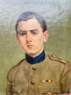 Belgische school (XX) - Portretschilderij van een Belgische, Antiek en Kunst