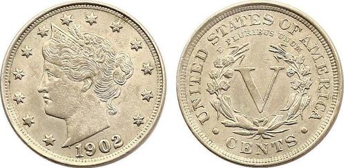 V Cents 1902 Usa 'liberty Nickel'