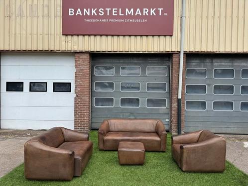 BANKSTEL DE SEDE DS-47 BANKEN BRUIN LEER DESIGN SOFA, Huis en Inrichting, Banken | Bankstellen, Rechte bank, Gebruikt, Hout, Leer