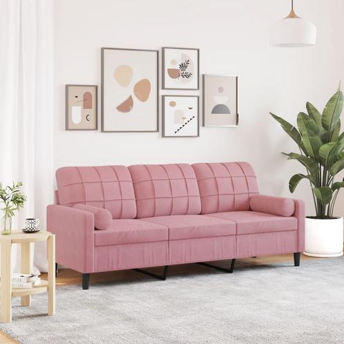 vidaXL Driezitsbank met sierkussens 180 cm fluweel roze, Huis en Inrichting, Banken | Bankstellen, Nieuw, Stof, Driepersoons, Verzenden