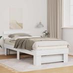 vidaXL Bedframe met hoofdeinde Wit 100 x 200 cm Massief, Huis en Inrichting, Slaapkamer | Bedden, Verzenden, Nieuw, Wit, Hout
