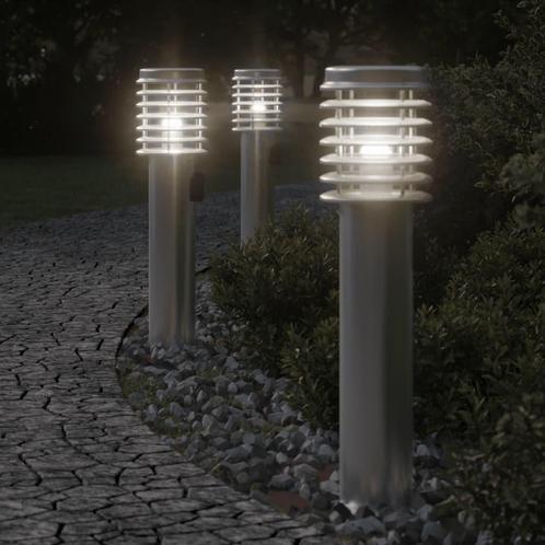 vidaXL Buitenvloerlamp met stopcontact 60 cm roestvrijstaal, Tuin en Terras, Buitenverlichting, Nieuw, Verzenden