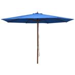 vidaXL Parasol met houten paal 350 cm blauw, Verzenden, Nieuw, 3 tot 4 meter