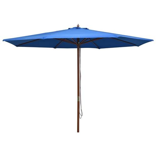 vidaXL Parasol met houten paal 350 cm blauw, Tuin en Terras, Parasols, Nieuw, 3 tot 4 meter, Verzenden