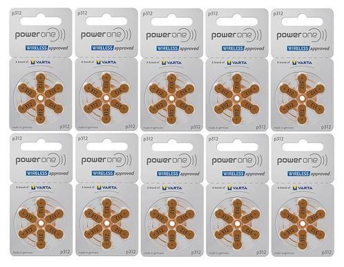 PowerOne Hoorapparaat batterij P312 bruin (60 stuks), Diversen, Verpleegmiddelen, Nieuw, Ophalen of Verzenden