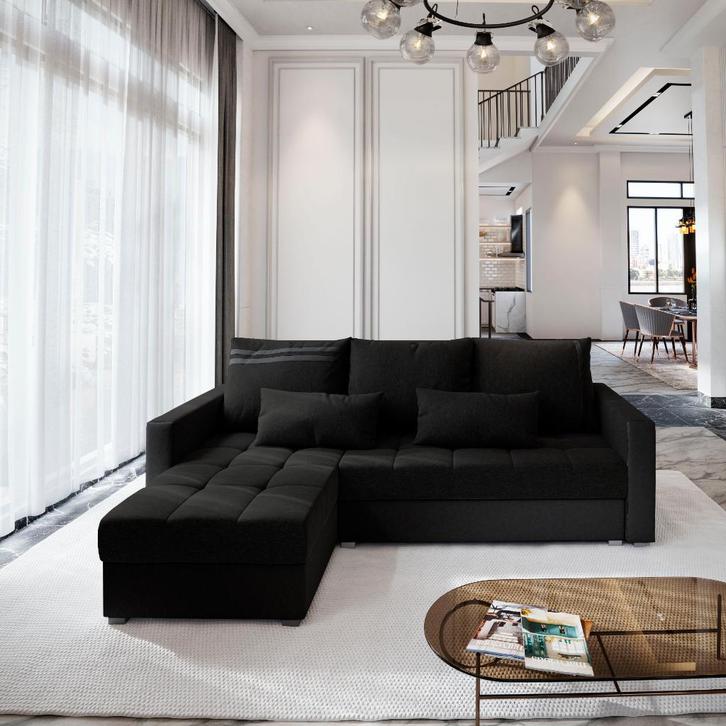 *SALE* Slaapbank met opbergruimte Kos | Zwart/Skai Zwart, Huis en Inrichting, Banken | Bankstellen, 200 tot 250 cm, 125 tot 150 cm