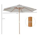 TRUUSK Parasol Hout 300 Cm Houten Parasol Tuinparasol Balkon, Tuin en Terras, Parasols, Verzenden, Nieuw