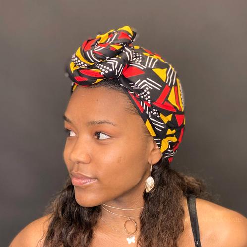 Afrikaanse Zwart / Rood / Gele Bogolan hoofddoek - Mud cloth, Kleding | Dames, Hoeden en Petten, Nieuw, Ophalen of Verzenden