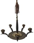 Kroonluchter - vijfarmige kroonluster - Patina - Art Deco