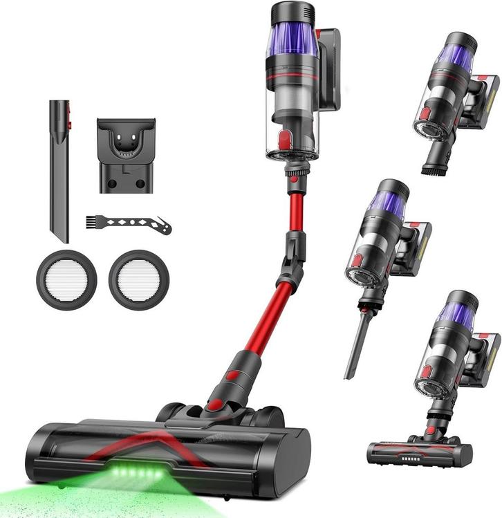 Ultenic U16 Flex Stofzuiger – Zwart/Rood – Draadloos, Witgoed en Apparatuur, Stofzuigers, Stofzuiger, Nieuw, Reservoir, Minder dan 1200 watt