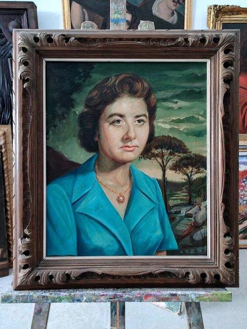 École française du XXe siècle - La Dame au collier, Antiek en Kunst, Kunst | Schilderijen | Klassiek