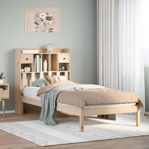 vidaXL Bed met boekenkast zonder matras massief grenenhout, Huis en Inrichting, Slaapkamer | Bedden, Bruin, Nieuw, Hout, Verzenden