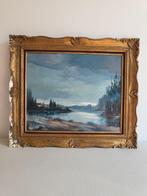 Jean Forey XXe - Paysage lacustre au village, Antiek en Kunst