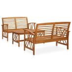 vidaXL 3-delige Loungeset massief acaciahout, Verzenden, Nieuw, Hout, Loungeset