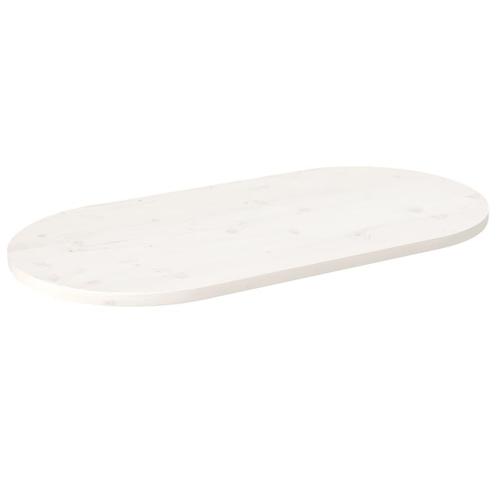 vidaXL Tafelblad ovaal 100x50x2,5 cm massief grenenhout wit, Huis en Inrichting, Tafels | Eettafels, Nieuw, Verzenden