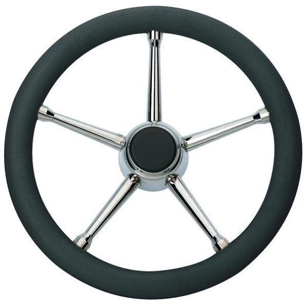 SAVORETTI STUURWIEL CURACAO ZWART EN RVS 35 CM, Watersport en Boten, Bootonderdelen, Nieuw, Zeilboot of Motorboot, Ophalen of Verzenden