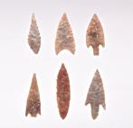 6 neolithische pijlpunten vuursteen Pijlpunt (Zonder, Antiek en Kunst