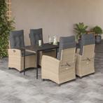 vidaXL 5-delige Tuinset met kussens poly rattan gemengd, Tuin en Terras, 4 zitplaatsen, Nieuw, Tuinset, Verzenden