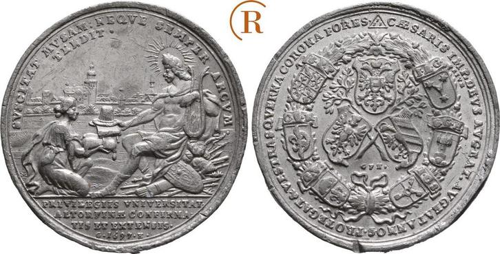 Zinnmedaille Uni Altdorf 1697 Nuernberg Stadt:, Postzegels en Munten, Penningen en Medailles, Verzenden