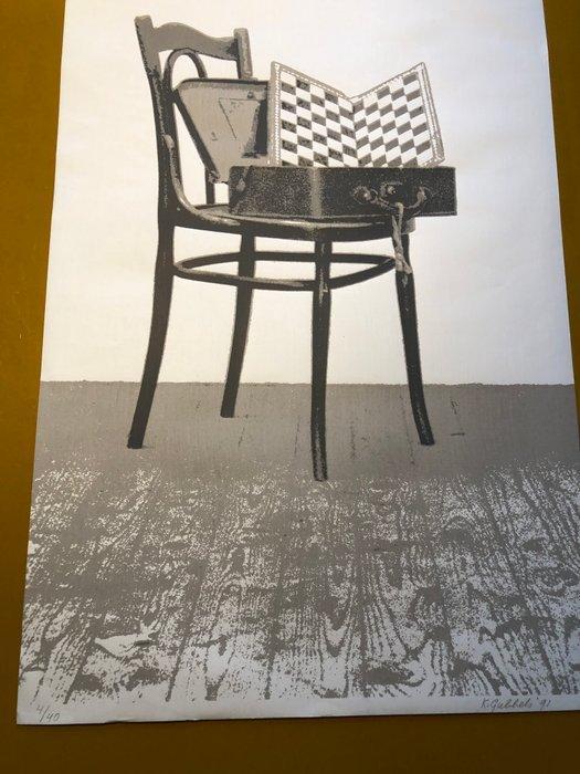 Klaas Gubbels (1934) - Stoel met schaakbord, Antiek en Kunst, Antiek | Overige Antiek