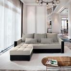 *SALE* Slaapbank met opbergruimte Kos | Beige/Zwart €499, Huis en Inrichting, Banken | Bankstellen, Hout, 125 tot 150 cm, Verzenden