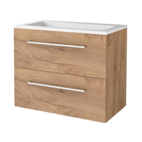 Badmeubelset BWS Salt 80x46cm Met Grepen 2 Lades Met, Doe-het-zelf en Verbouw, Sanitair, Bad, Nieuw, Chroom, Ophalen of Verzenden