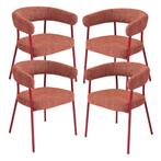 Eetkamerstoel set van 4 Huk 78x57x56 cm rood [en.casa], Verzenden, Nieuw