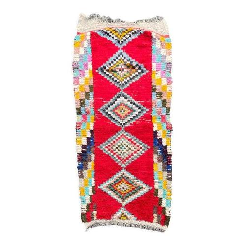 Handgeweven Marokkaanse Berber Boucherouite Tapijt met, Huis en Inrichting, Stoffering | Tapijten en Kleden