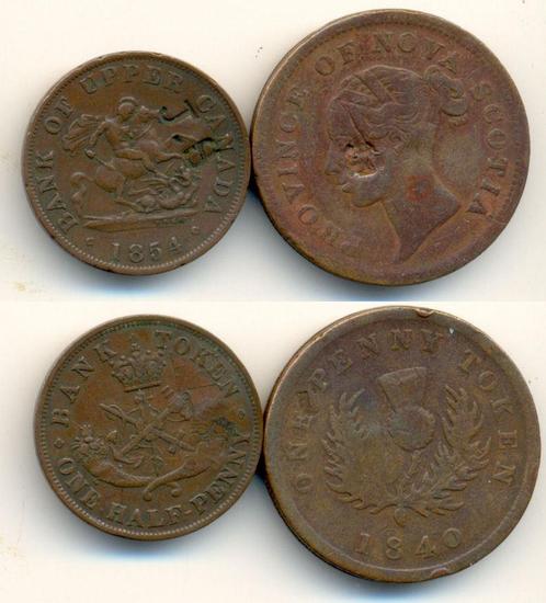 Penny Token mit Gegenstempel + Token 1854 1840+1854 Kanad..., Postzegels en Munten, Munten | Amerika, Verzenden