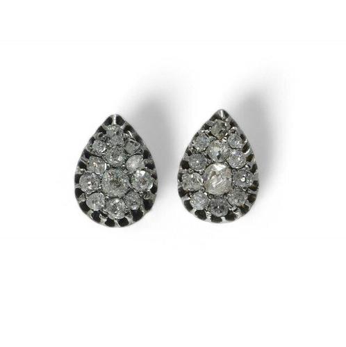Oorbellen Antieke Victoriaanse paar diamanten roosgeslepen, Sieraden, Tassen en Uiterlijk, Oorbellen