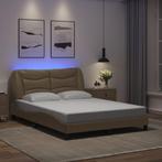 vidaXL Bedframe met LED zonder matras Hvar kunstleer, Overige materialen, Bruin, Verzenden, Nieuw