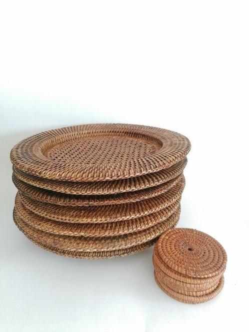 Flamant - Onderbord (14) - Glasonderzetters - Rattan, Antiek en Kunst, Antiek | Meubels | Tafels