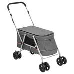 vidaXL Hondenwagen inklapbaar 100x49x96 cm linnenstof grijs, Verzenden, Nieuw