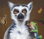 Gala - Lemur animal painting - Meditation, Antiek en Kunst
