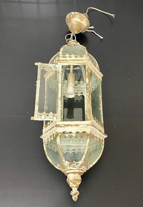 Lantaarn plafondlamp - Glas, IJzer, Antiek en Kunst, Curiosa en Brocante
