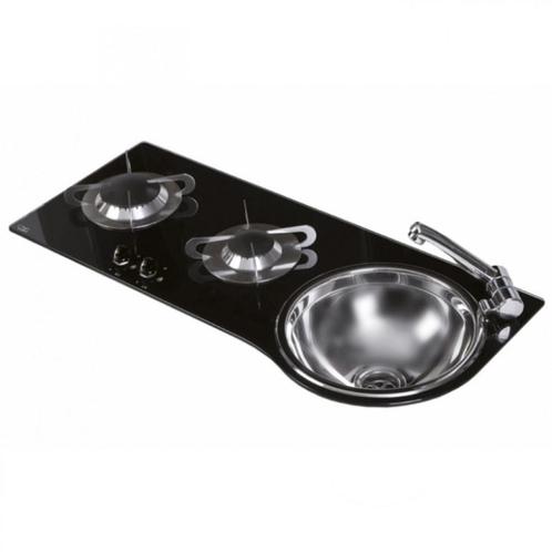 Can  Kookplaat 2-Pits met Spoelbak Rechts PV1364 Crystal, Caravans en Kamperen, Kampeeraccessoires, Nieuw