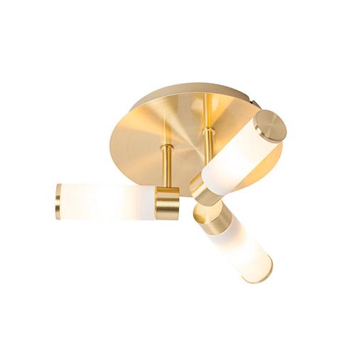 Moderne badkamer plafondlamp messing 3-lichts IP44 - Bath, Tuin en Terras, Buitenverlichting, Nieuw, Minder dan 50 watt, Overige materialen