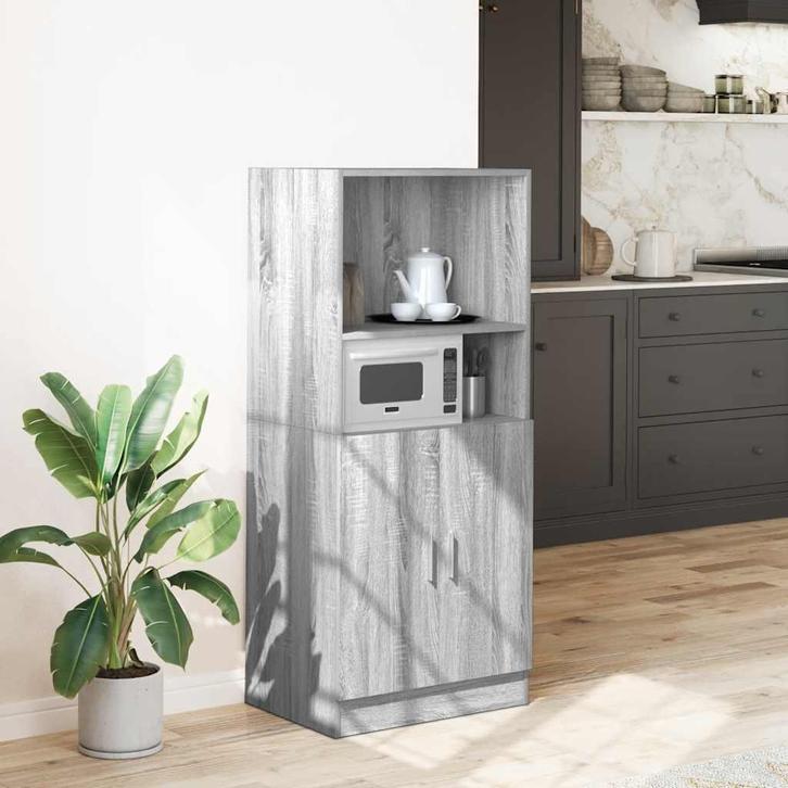 vidaXL Keukenkast 57x41,5x131,5 cm bewerkt hout grijs sonoma, Huis en Inrichting, Keuken | Keukenelementen, Grijs, Nieuw, Verzenden
