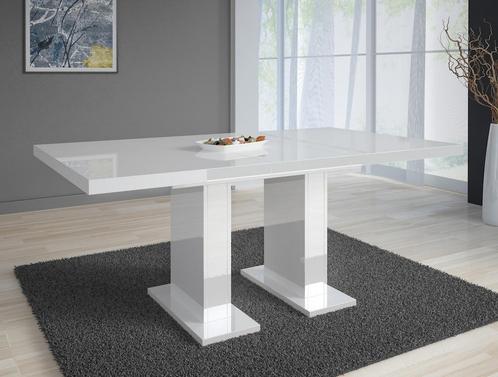 Eetkamertafel Glamour 160 - Wit - Uitschuifbaar - Eettafel, Huis en Inrichting, Tafels | Eettafels, 150 tot 200 cm, Nieuw, 50 tot 100 cm
